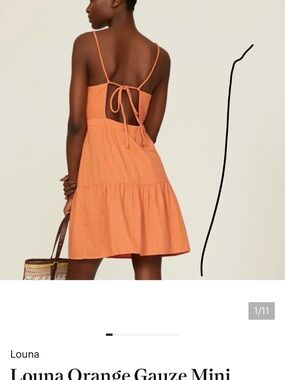 Louna DRESS medium Orange Tiered Spaghetti-Strap OPEN BACK fun and flirty